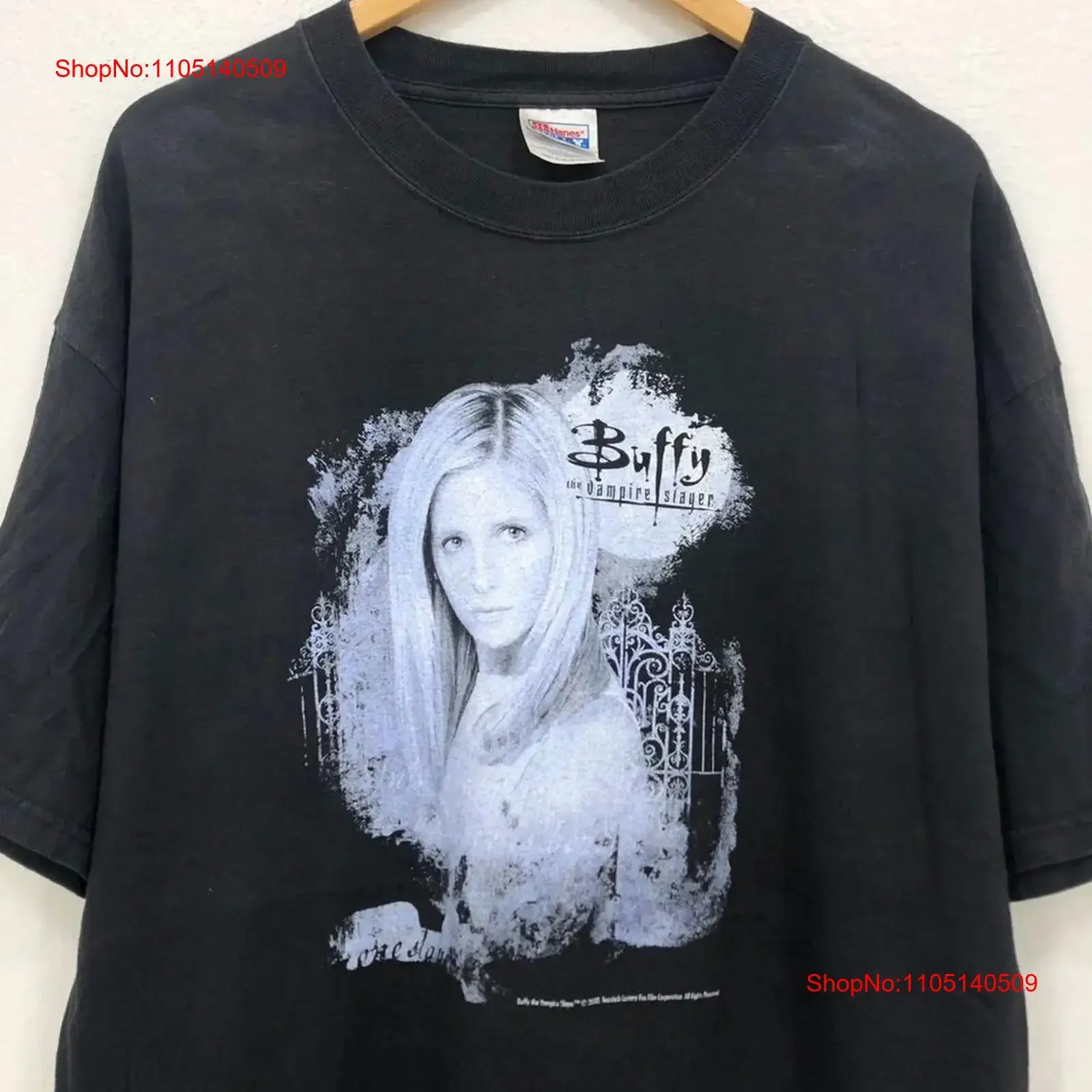 تي شيرت Buffy The Vampire Slayer من القطن الأسود لعام 2000 S 5XL KH14897 قميص مغسول عتيق للارتداء اليومي ملابس خروج عصرية