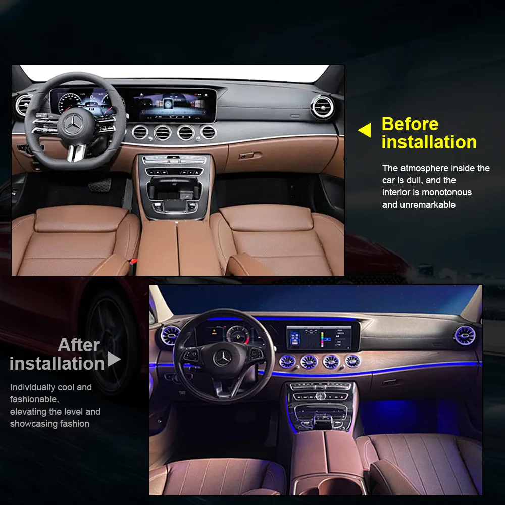 ForMercedesBenz W213 E-Class Ambient Light RGB 64 Colors LED Air Vents TurbineUniversal DecorativeLamp Original Car System 16-23