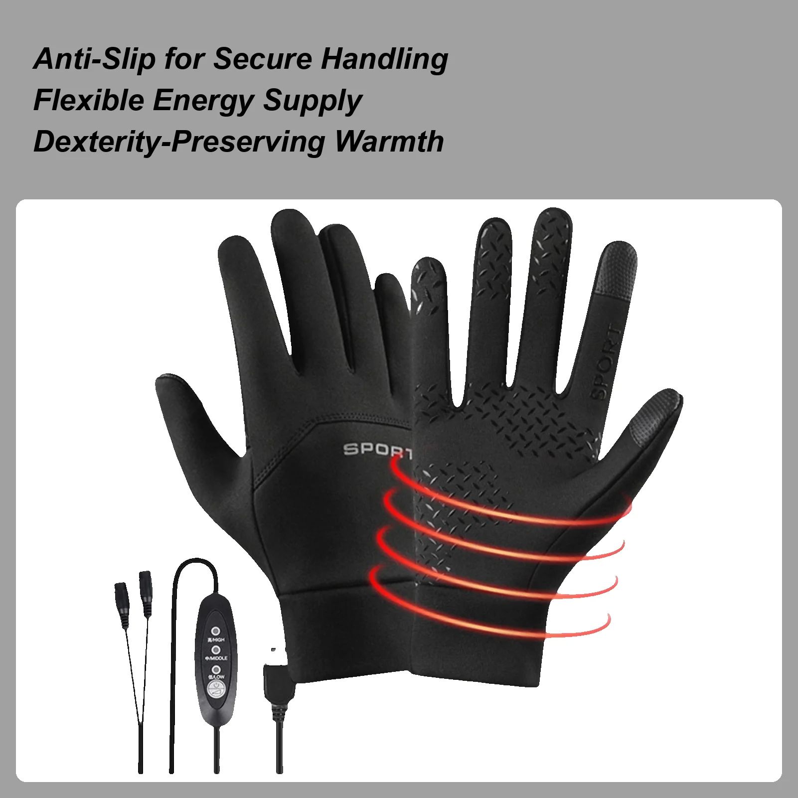 

Перчатки с электрическим подогревом, 3 настройки, теплые USB-перчатки с сенсорным экраном, утолщенные терморучатки, зимние лыжные мотоциклетные велосипедные перчатки