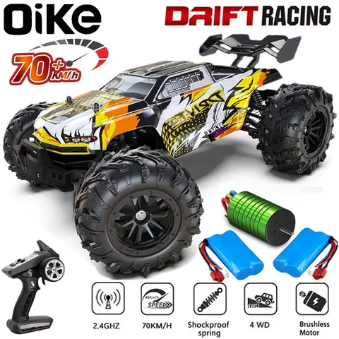 Oike 4WD 1:16 70KM/H 또는 50KM/H RC 자동차(LED 원격 제어 자동차 포함) 어린이 성인을 위한 고속 드리프트 레이싱 몬스터 4x4 트럭