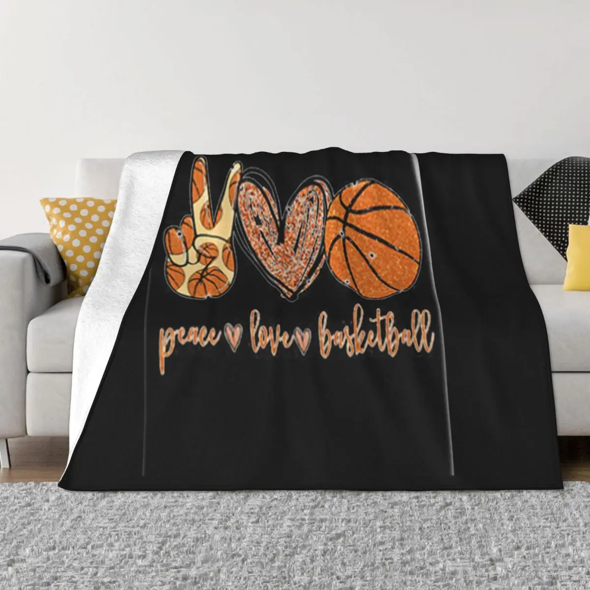 Glitter Peace Love Basketball Top Quality Hipster Male Brand Style Great Quality Normal Summer Style Funny Throw Blanket