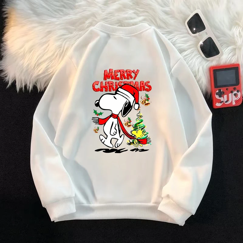 Snoopy Children's Crew Neck Sweatshirt Boys Girls Christmas Print Pullover Anime Cartoon Winter Casual Warm Tops Child Clothing