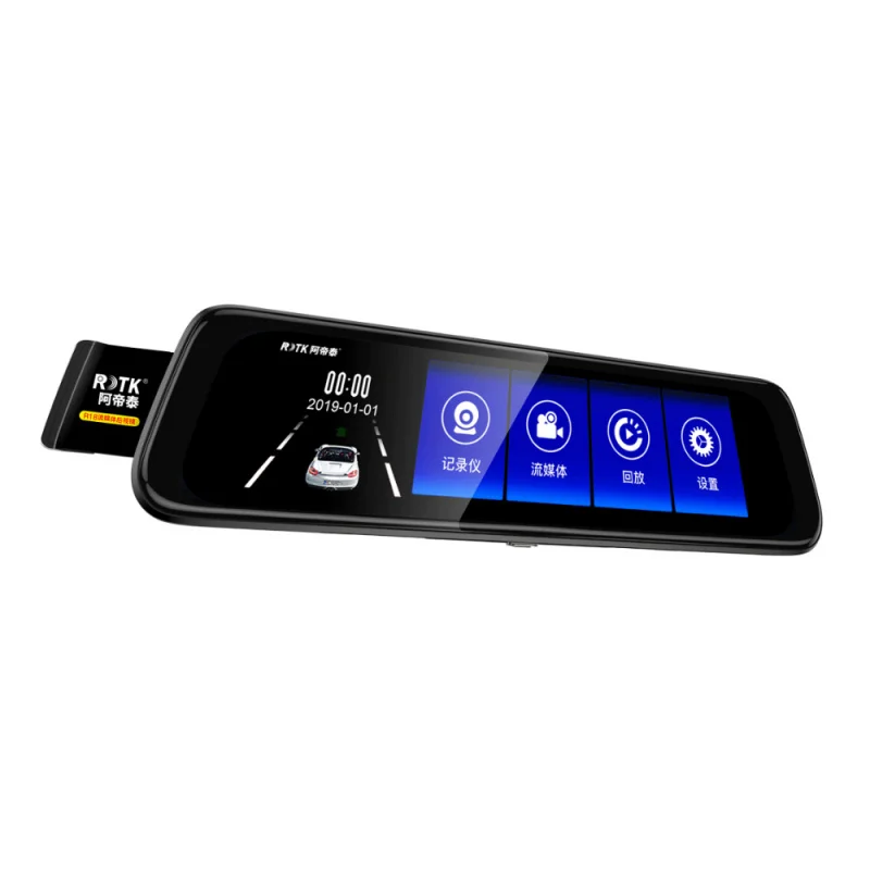 

Dashcam 10 Inch Voice Control Streaming Media Rearview Mirror Dash Cam with Dual Front and Rear HD Cameras and Step-Down Cable
