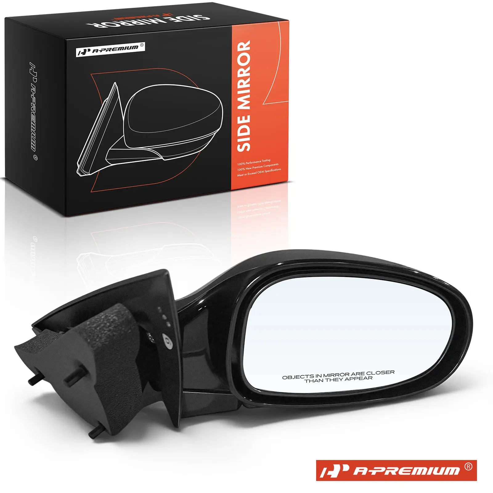 A-Premium Passenger Side Manual Door Mirror for Chrysler Sebring 1996-2000 Manual Folding Smooth Black