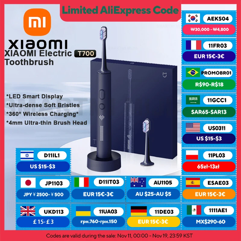 �y�Z�[�����zXIAOMI MIJIA T700 ���g�d�����u���V�A360 °   ���C�����X�[�d�A3�̃��[�h�A2�̃u���V�w�b�h�t�������g�d�����u���V