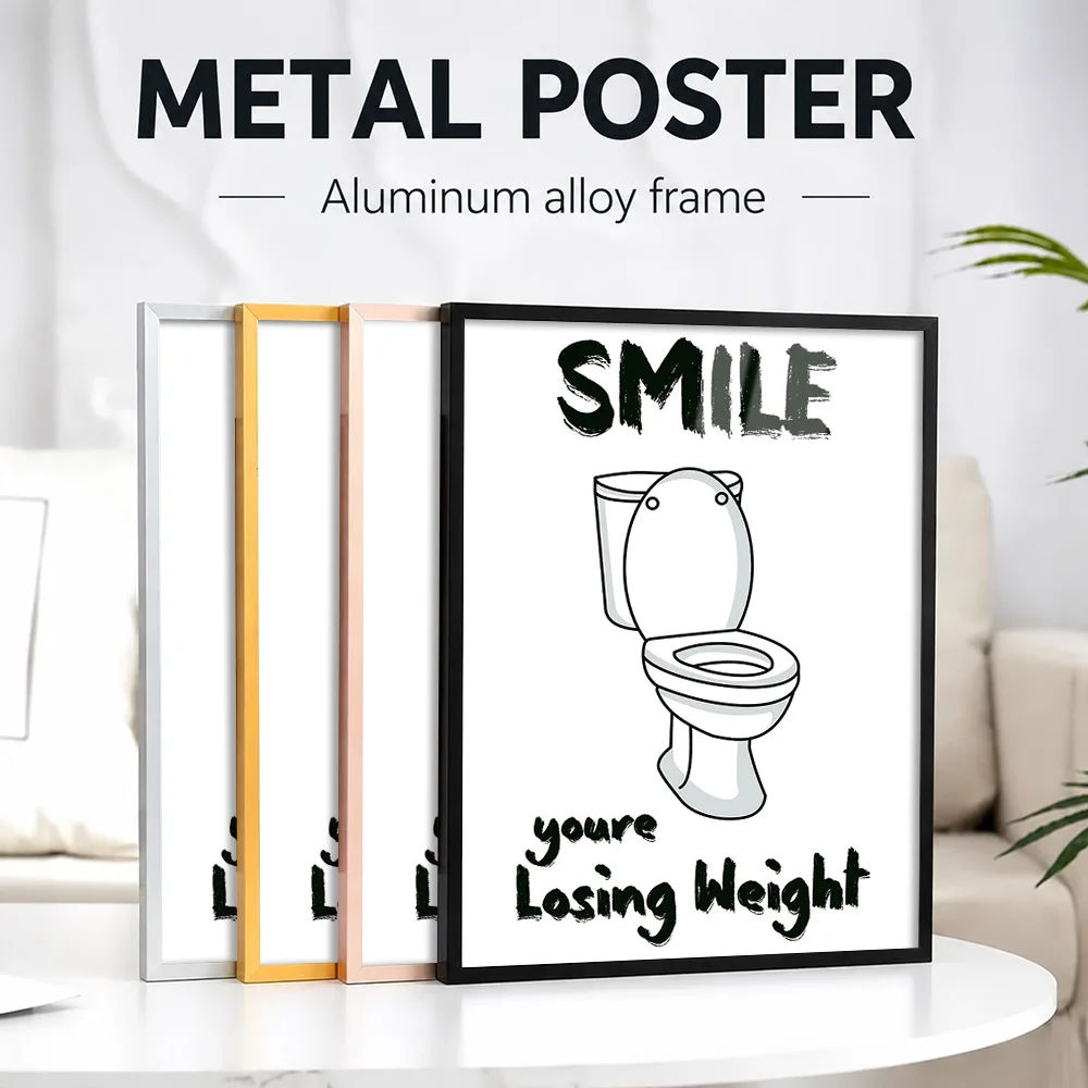 Funny Bathroom Sign Toilet Humor Framed Metal Poster Personalized Photo Humorous Visual Style Wall Art For Restroom Guest Gift