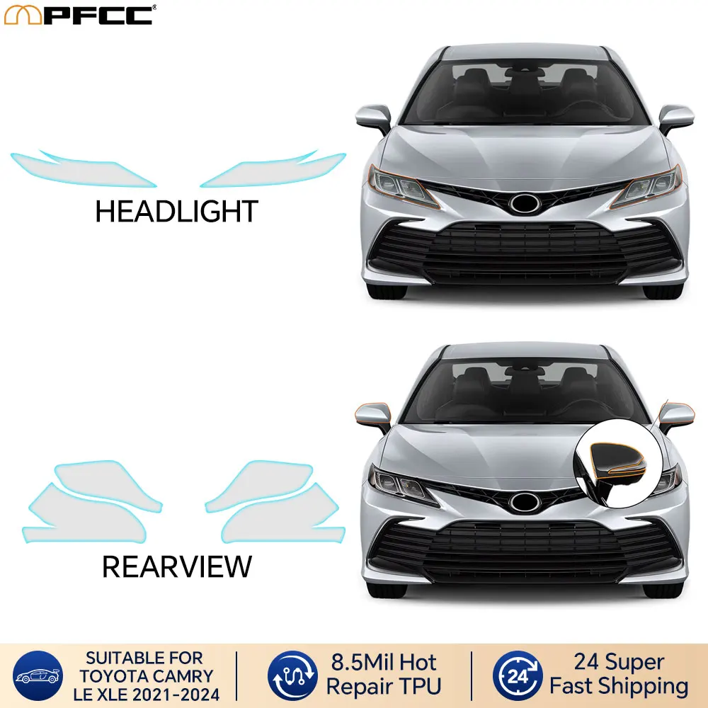 

For Toyota Camry LE XLE 2021-2024 Anti-Scratch Headlight Protective Film TPU Door Handle Bowl Rearview B Pillars Protection