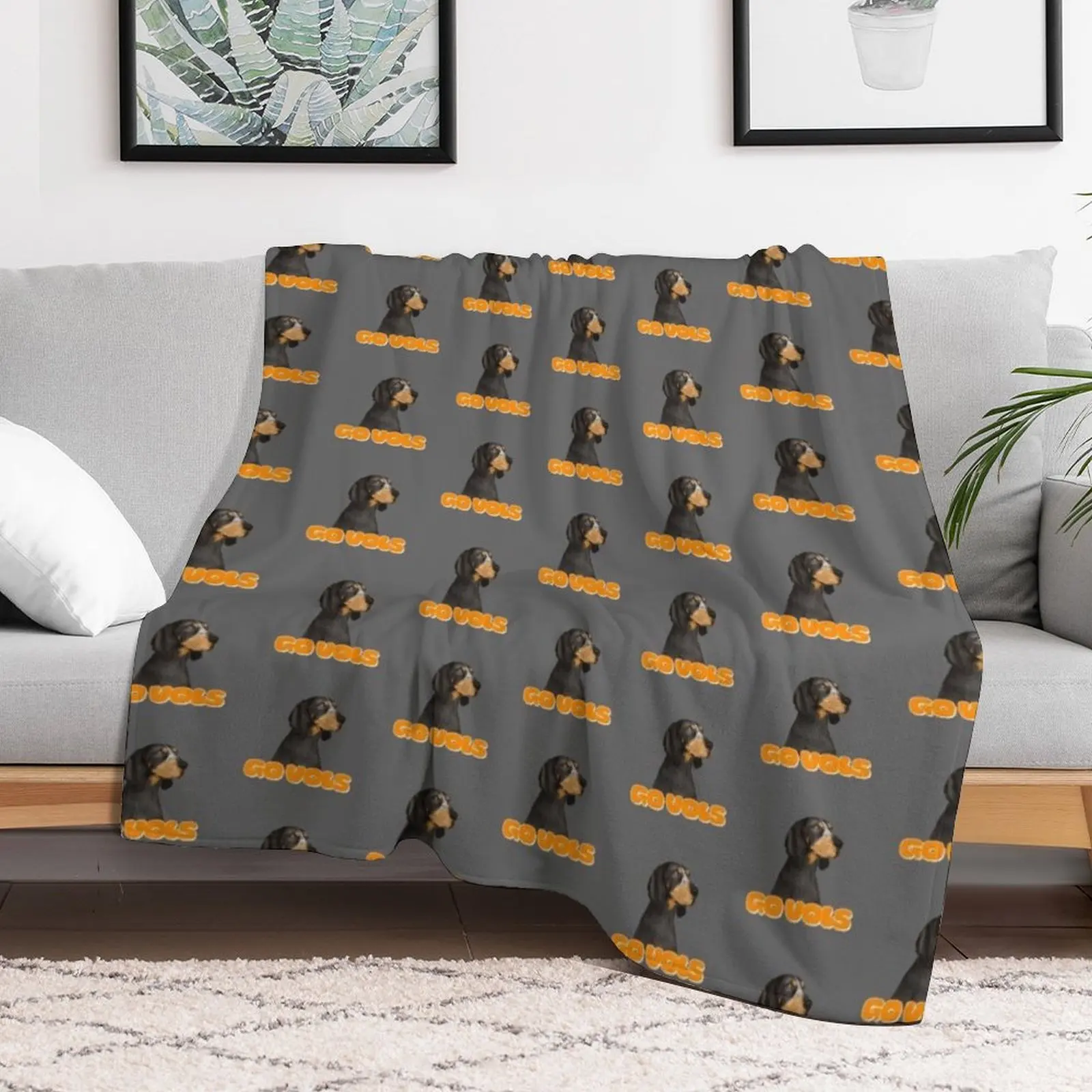 Smokey Dog Drawing Throw Blanket