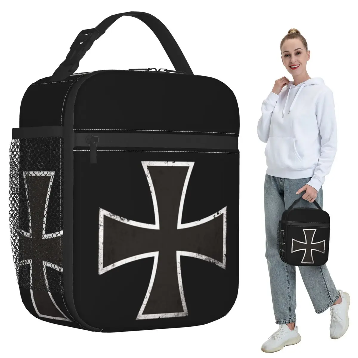 German Iron Cross Insulated Lunch Bag for Kids School Cooler Thermal Food Box Tote Leakproof Lunch Boxes Container