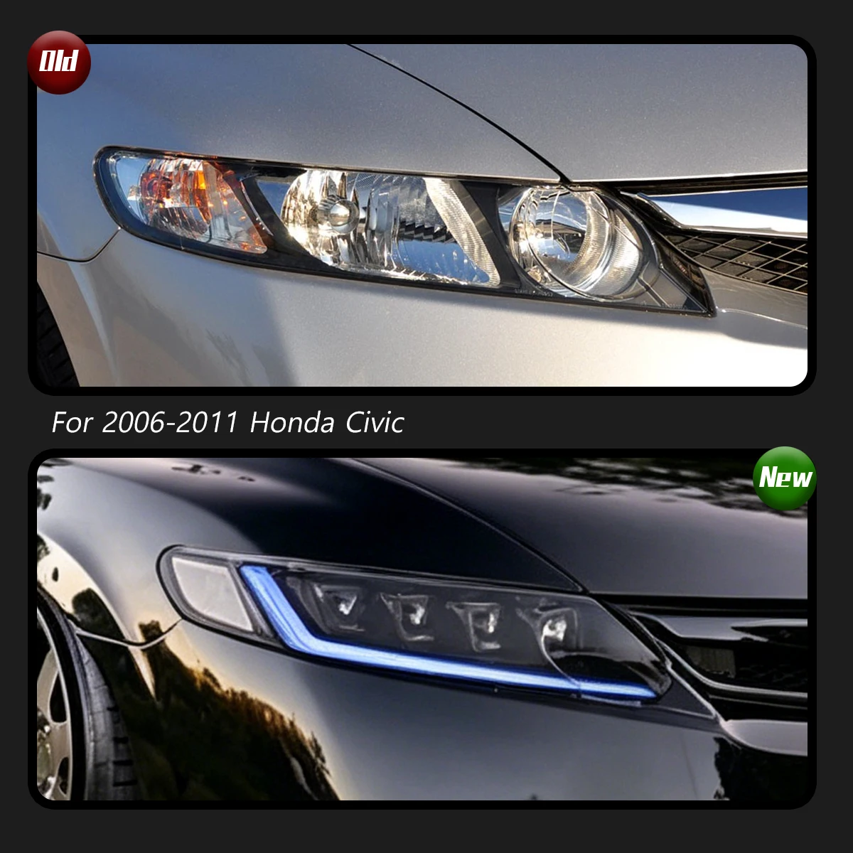 TYPY RGB Headlights for 2006-2011 Honda Civic 4 Door 8th Gen  Headlights Assembly Customizable Dynamic Animation