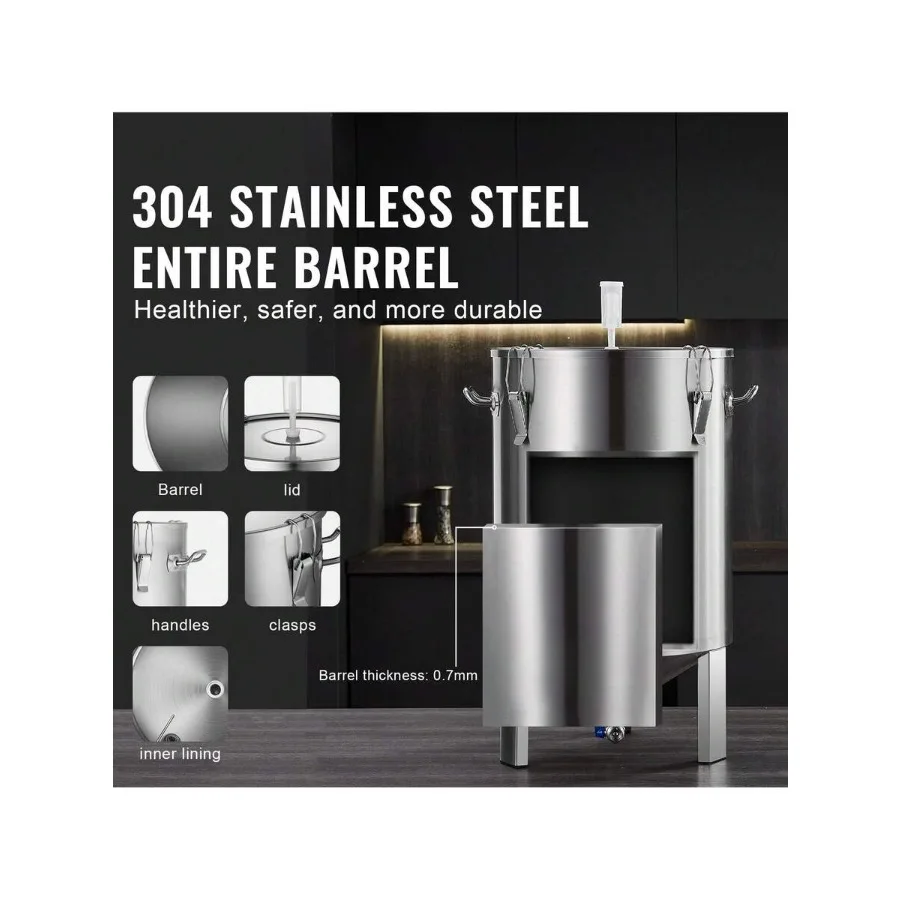 

Fermentation Tank 16 Gallon Stainless Steel Beer Brew Fermentor Brew Bucket Fermentor For Home Brewing With Conical Base Brewin