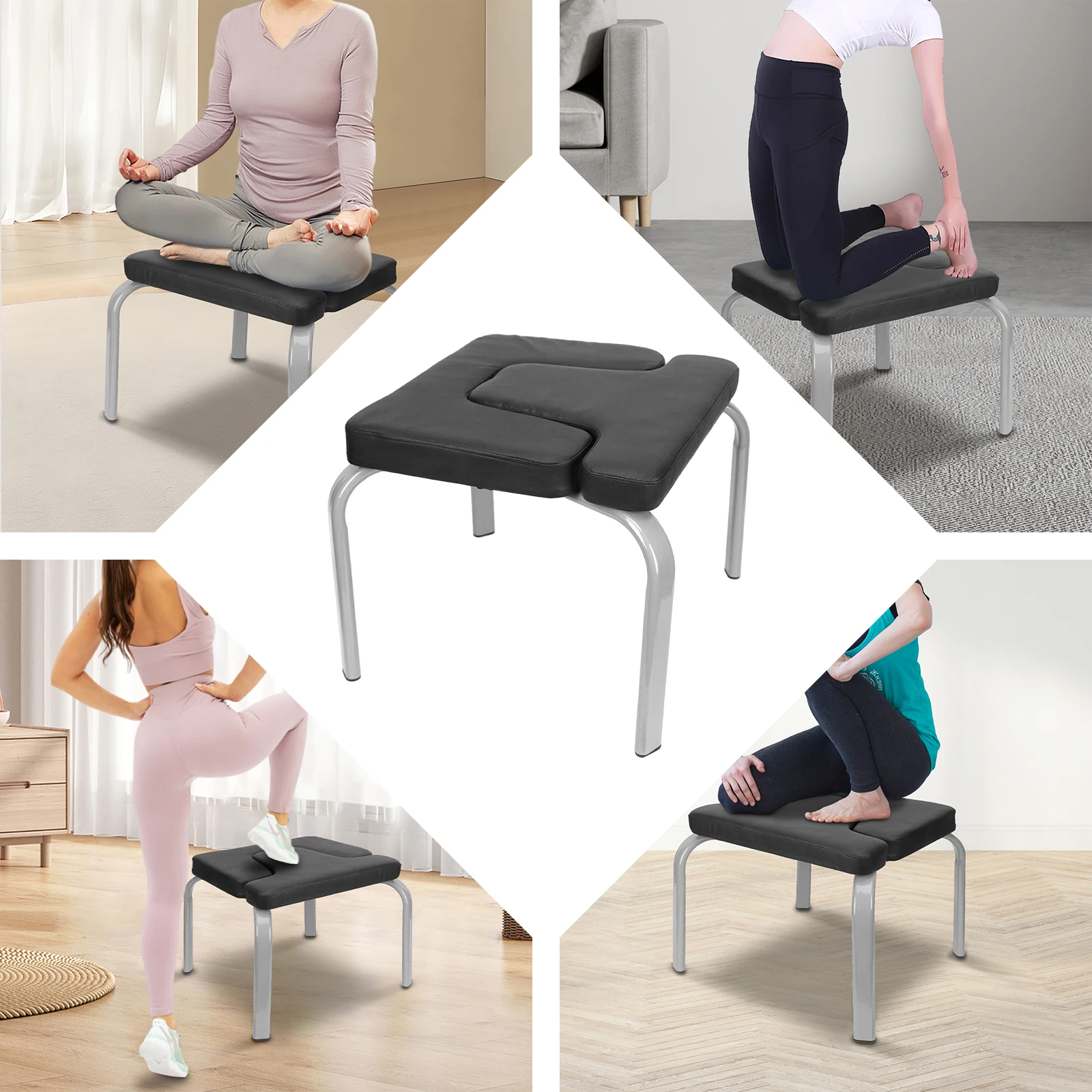 Yoga Inverted Chair Black Superior Pressure Resistance Home Gym Headstand Fitness Workbench Pu / Steel Pipe