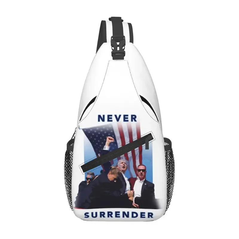 

Custom Never Surrender Trump Crossbody Sling Backpack Men Custom Shoulder Chest Bag for Traveling Daypack