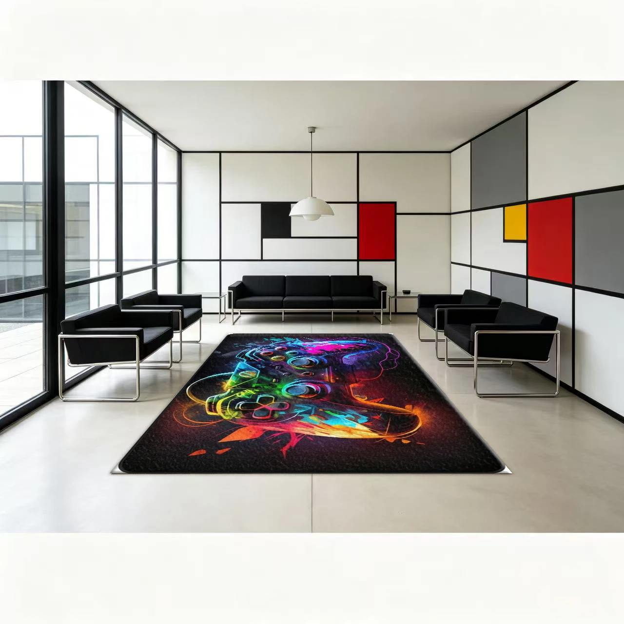 Neon Color Game Controller Carpet Graffiti Game Controller Boy's Bedroom Game Room Floor Carpet