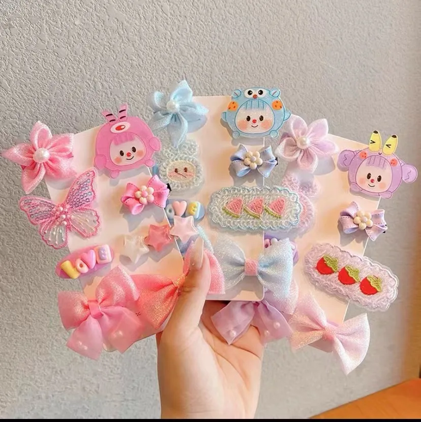 New Korean version baby hair clip cute girl hairpins flower bow hairties hairclips set cartoon children gift hair accessories
