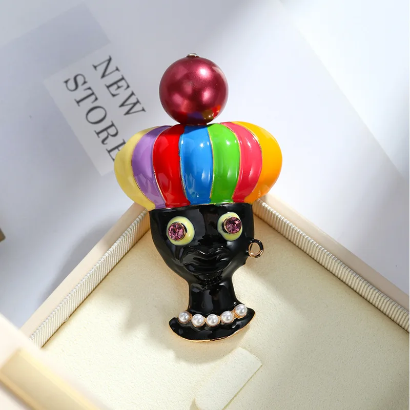 

Dopamine hot air balloon little black retro brooch Mauritius Labraka enamel chest flower for women