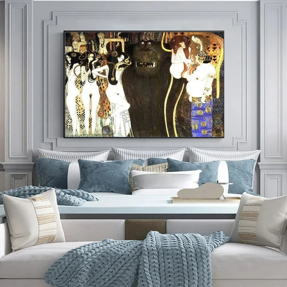 غوستاف كليمت ذهبي القبلة ملصقات ومطبوعات فنية ، فن كلاسيكي مشهور ، لوحات على الحائط ، صور نسائية ، ديكور الغرفة #3