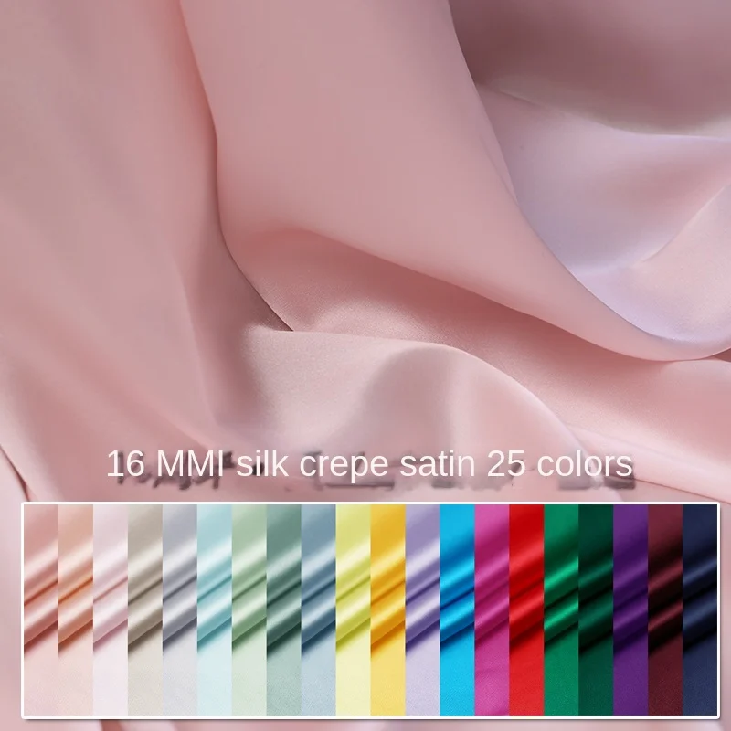 Custom Color 16 Mommi Silk Plain Crepe Satin Fabric 100% Mulberry Silk Plain Crepe Satin Garment Dress Satin Clothing Diy Fabric