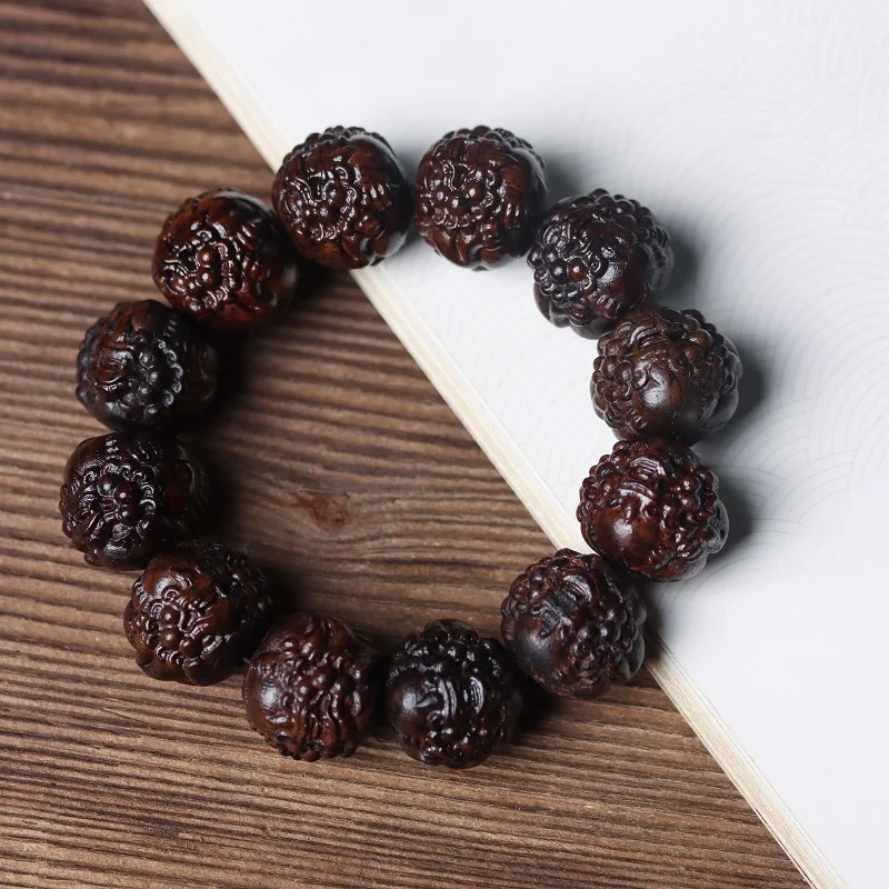 

Wood Fortune Carving Bracelet Men's Sandalwood Collectables-Autograph Rosary Transfer Beads Hand Toy