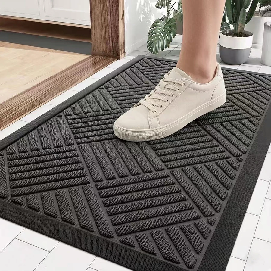 75*45cm Front Door Mat Outside Entrance Heavy Duty Indoor Natural Rubber Non Slip Trap Dirt Moisture Patio Porch Entryway Mat
