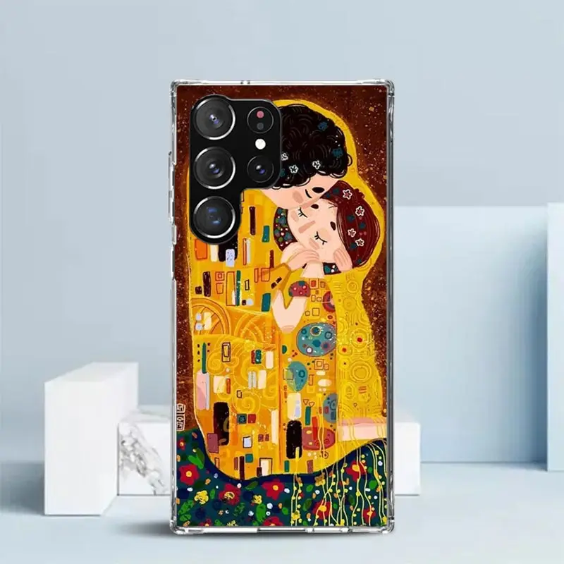 Kiss by Gustav Klimt Desig Etui na telefon do Samsung Galaxy S22 S23 S24 Ultra S21 S20 FE S10 Plus S10E S9 S8 + S7 Edge Soft TPU Bac