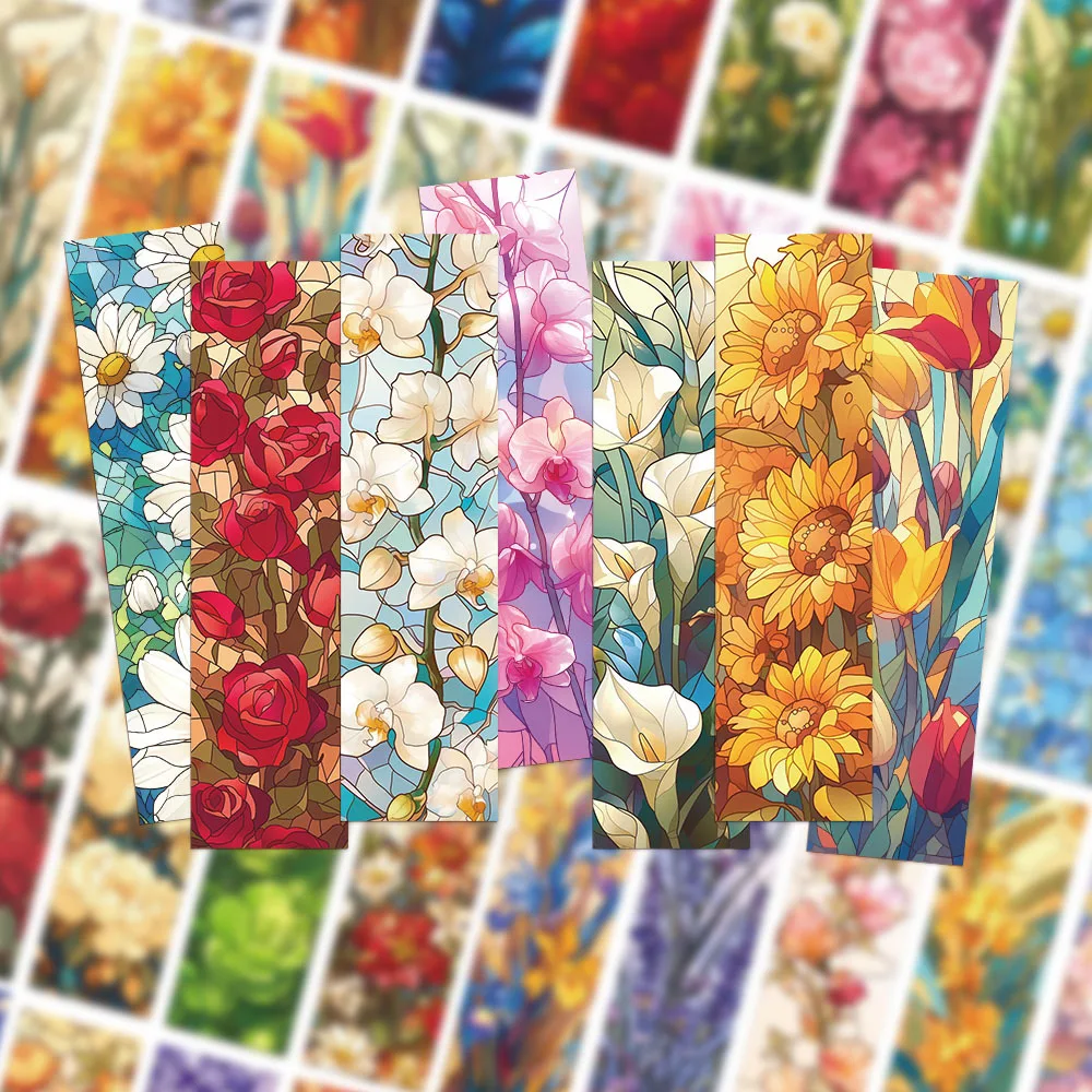 30Pcs Glass Floral Stained Bookmarks Reading Pages Books Tagged Students Stationary Supplies DIY Creative Aesthetic Bookmark