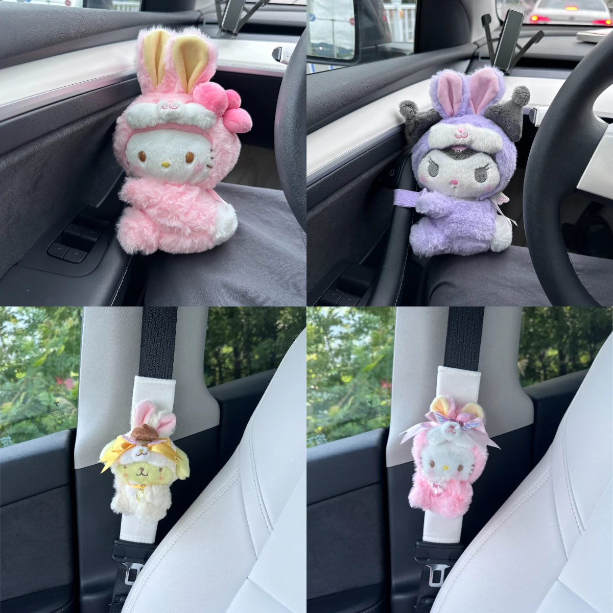 

Car Neck Pillow Seat Headrest Auto Memory Cotton Protector Car Shoulder Strap Cartoon Bear Rabbit Seat Belt Shoulder Strap Cover