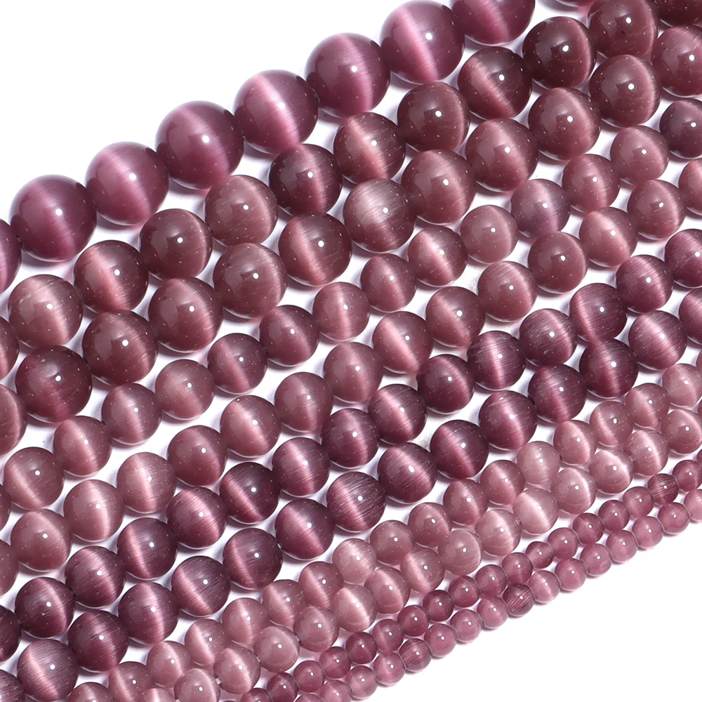 1 fio/lote roxo olhos de gato contas de pedra redonda solta espaçador contas para fazer jóias diy colar pulseira acessórios