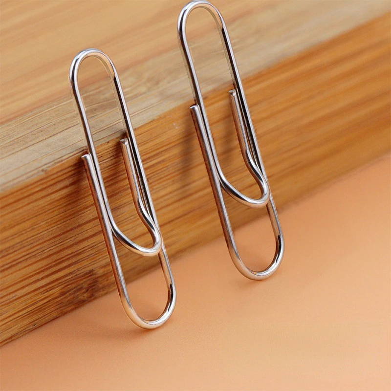 100pcs/box Metal Paperclips Paper Notebooks Pages Clips ID Tag Chest Clip Students Stationery Paperclips Bookmark