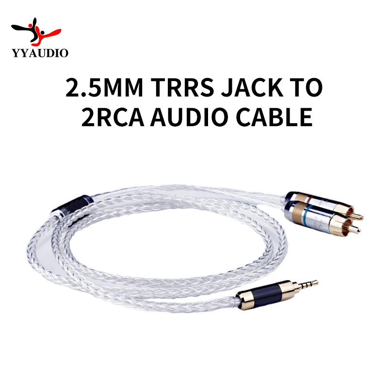 YYAUDIO Silver Plated Trrs Jack HiFi Stereo 2.5mm to 2RCA Audio Cable For Astell&Kern AK100II,AK120II,AK240, AK380,AK320,DP-X1