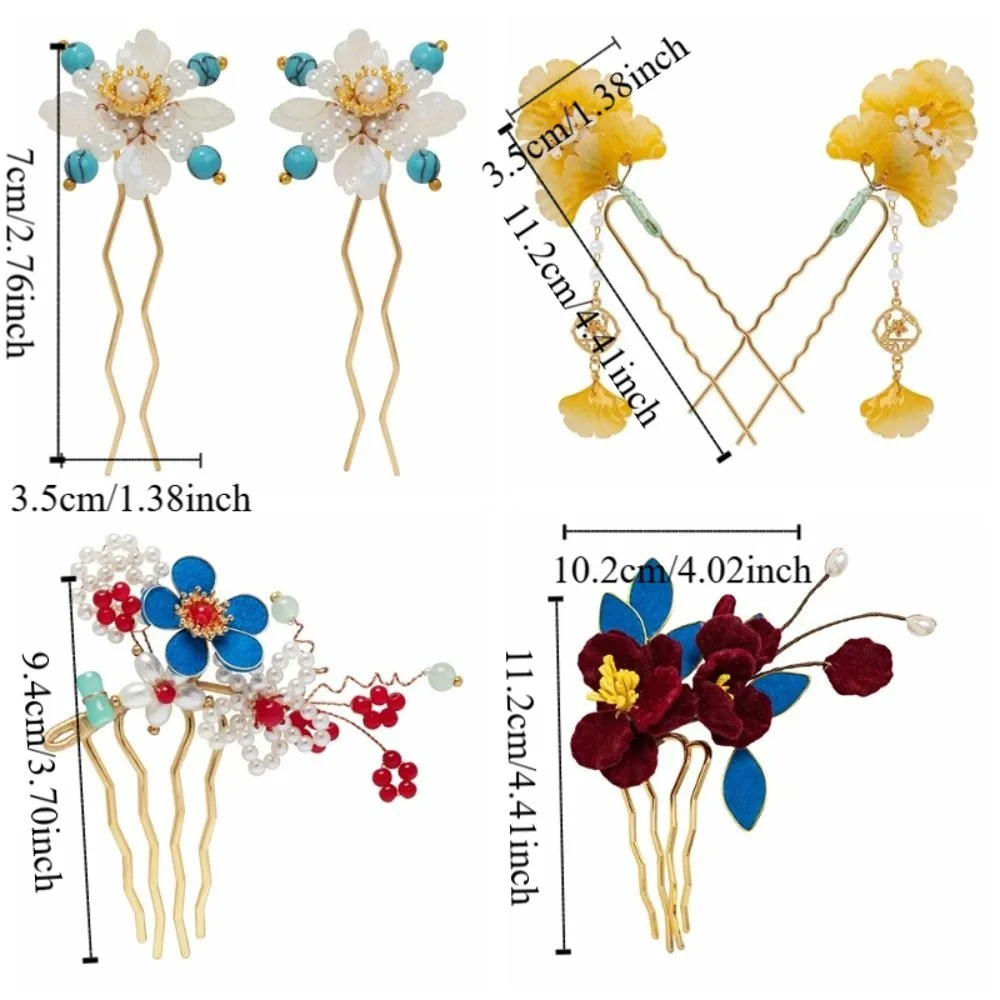 Fleur antique bâton de cheveux gland perle fleur peigne à cheveux bâtons de cheveux pour chignons baguettes de cheveux Style chinois bâton de cheveux