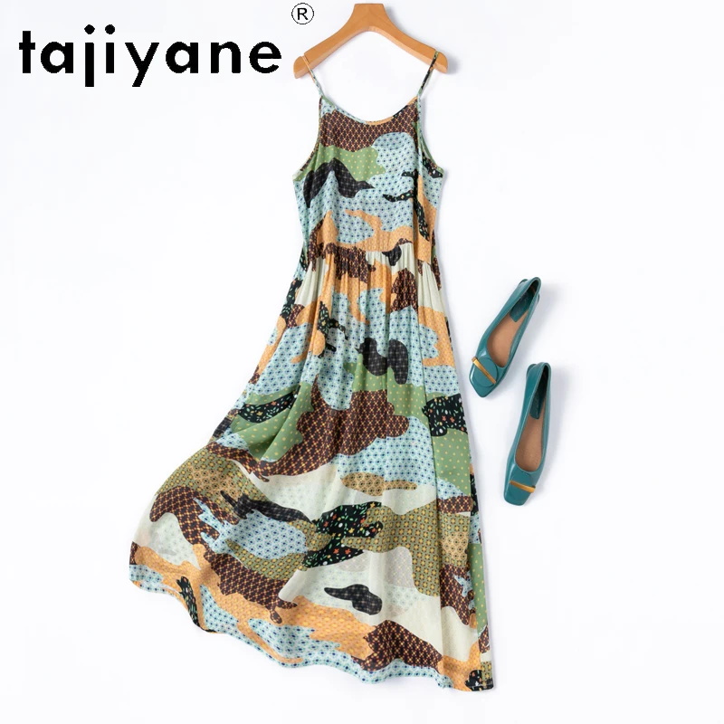 

TAJIYANE, платья из 100% тутового шелка, женское лето 2022, элегантное длинное платье на тонких бретельках, новая женская одежда, Vestidos Largos