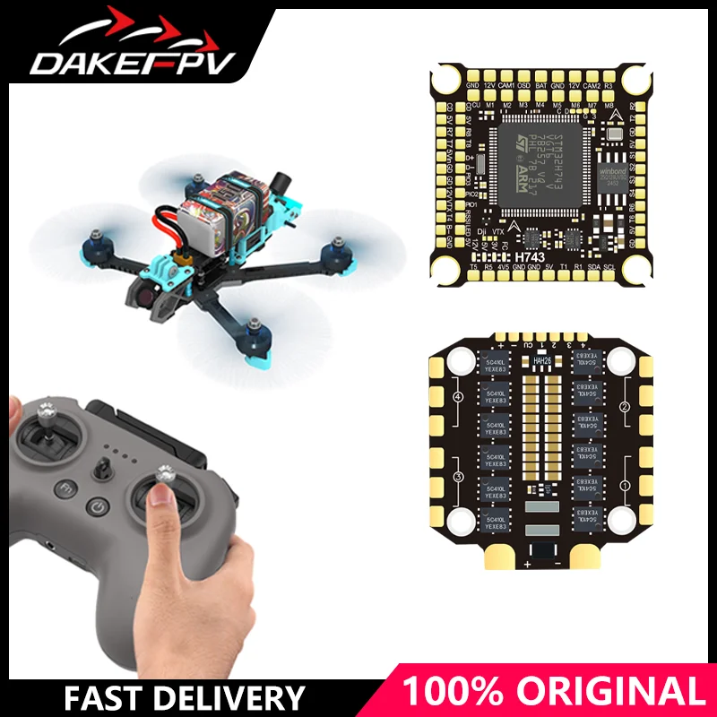 

DAKEFPV H743 Flight Controller and ESC Combo for FPV Drone, Betaflight H7FC & 4in1 70A ESC, Support 3-12S, for Analog HD System