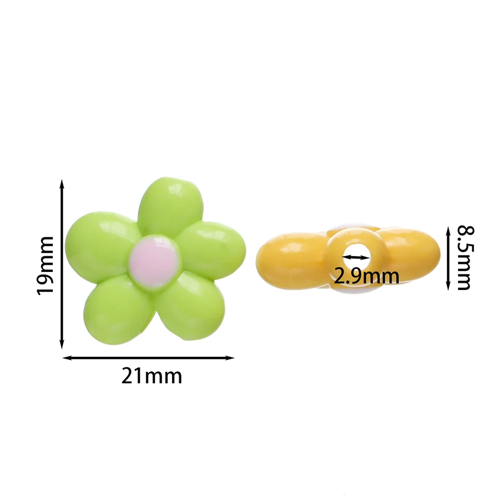 10pcs Daisy Small Flower Beads Acrylic Bead Loose Spacer Beads for DIY Jewelry Making Bracelets Necklaces Earrings - view 2