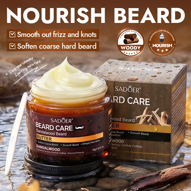 SADOER Sandalwood Beard Butter 70g Moisturize Soften Styling Beard Grooming
