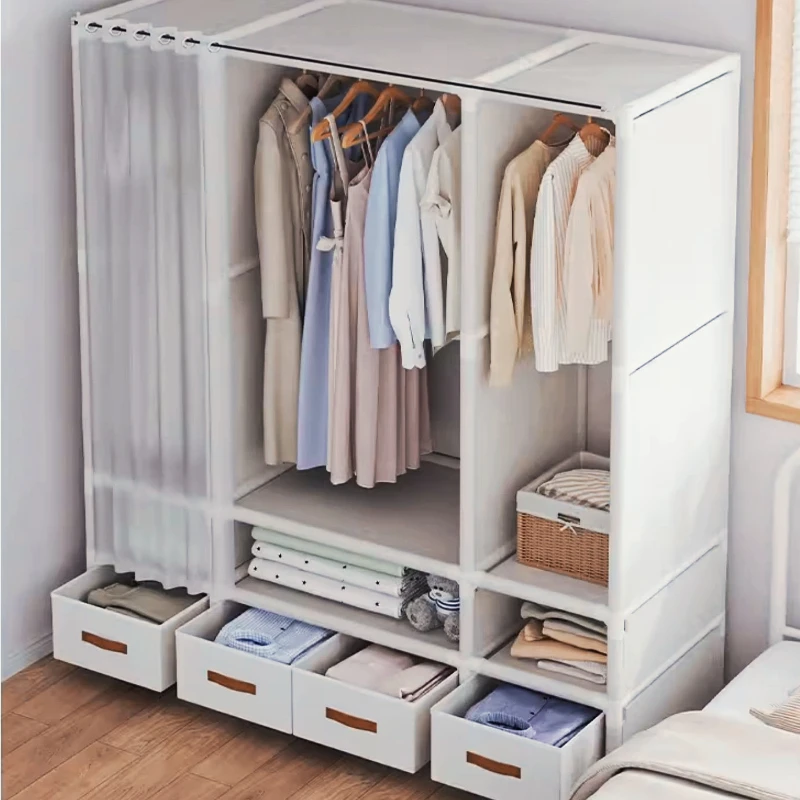 

Wardrobe Folding Portable Clothing Storage Cabinet Large Capacity Economic Type Durable And Sturdy Clothes Dustproof Wardrobe