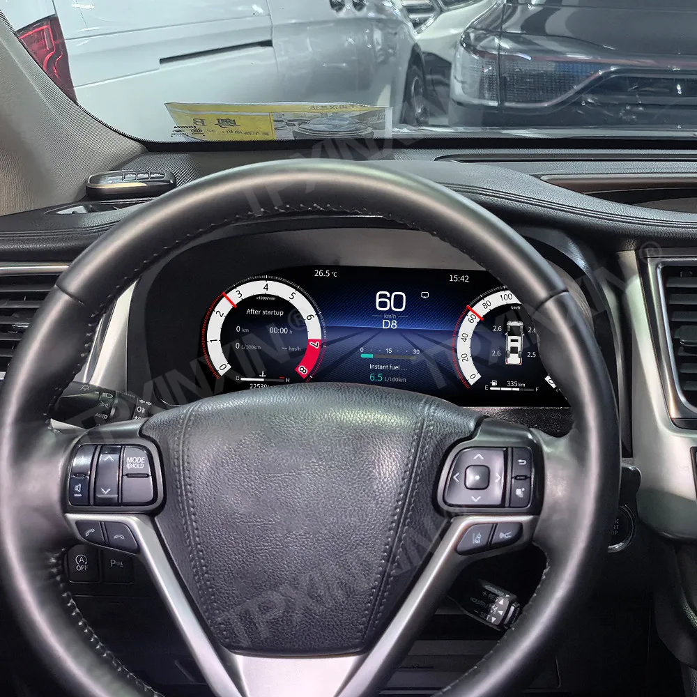 Full LCD Instrument Cluster For Toyota Highlander 2015-2021, Support Left & Right Side View Blind Spot Monitoring Camera