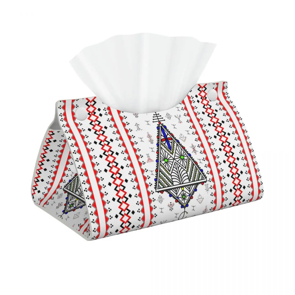 Custom Kabyle Amazigh Carpet Tissue Box Cover PU Leather rettangolare Africa Geometric marocco Style porta fazzoletti per il viso per