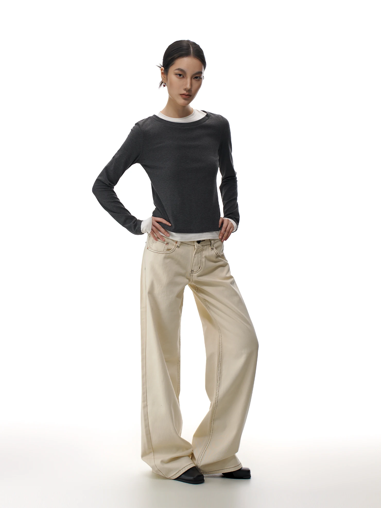 

Low-Waist Straight-Leg Denim Jeans Women's Spicy Girl Style Light Wash Casual Spring New Arrivals Apricot Slimming Floor-Leng...