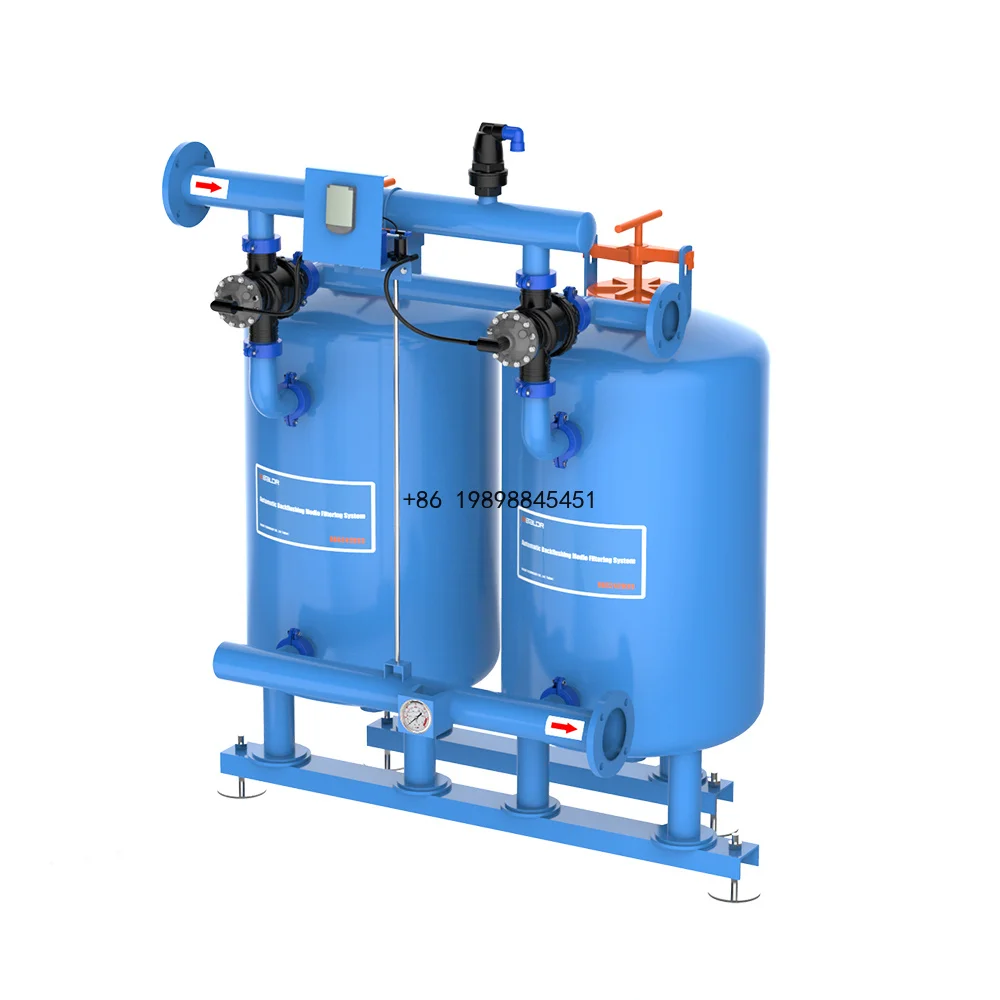 Water Filtration Solution  Double-chamber Metal Sand Media Filtration System Gravel Filter for Agricultural Drip Irrigation