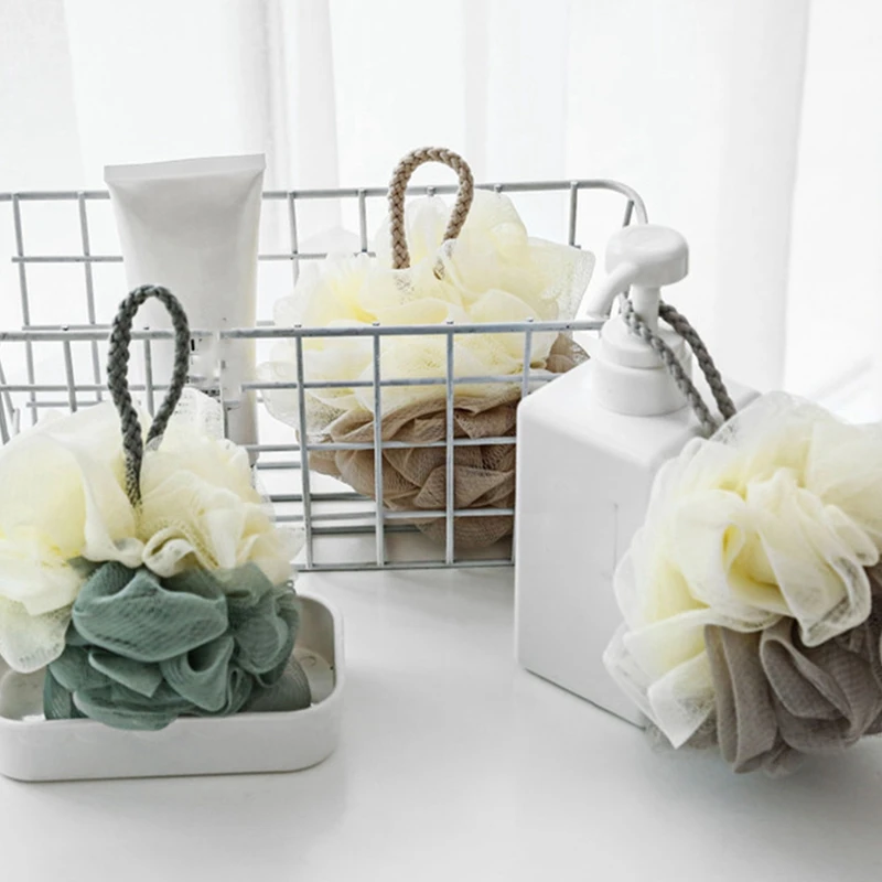 Esponja de baño para todas las pieles, PUF de malla para ducha, herramienta para el cuidado de la piel