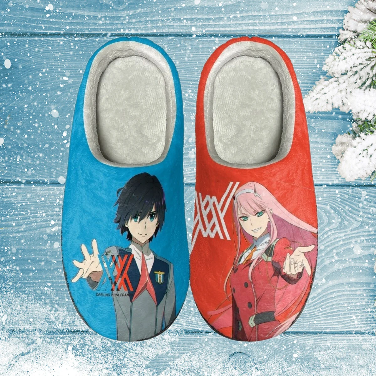 INSTANTARTS 2023 New Women's Cotton Slippers Daring In the Franxx Zero Two Japan Anime House Slides Shoes Casual Footwear Flats