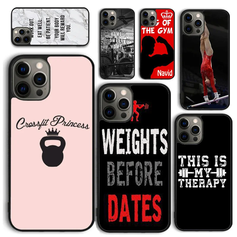 Funda de teléfono para gimnasio, culturismo y Fitness, para iPhone 16, 15, 14, 12, 13, mini PLUS X XS XR 11 PRO MAX, carcasa trasera