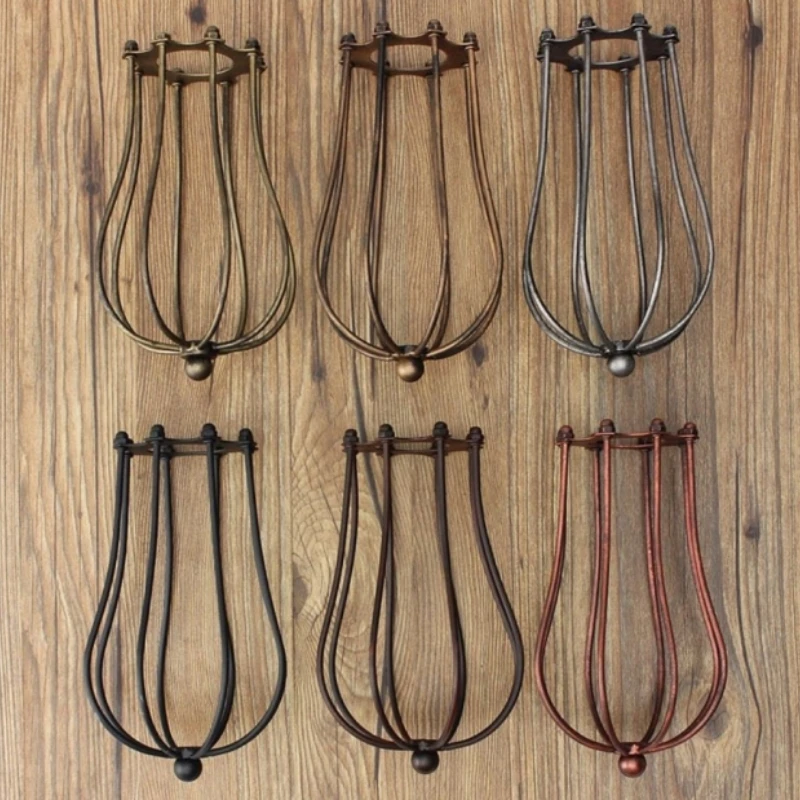 E27 shade black finished iron edison lamp shade vintage lighting cage shade with socket cover DIY lamp accessories