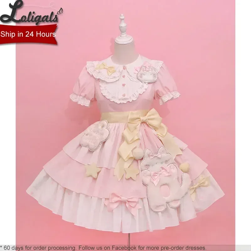 Candy Cat ~ Zoete Lolita-jurk met korte mouwen van Alice Girl ~ Instock