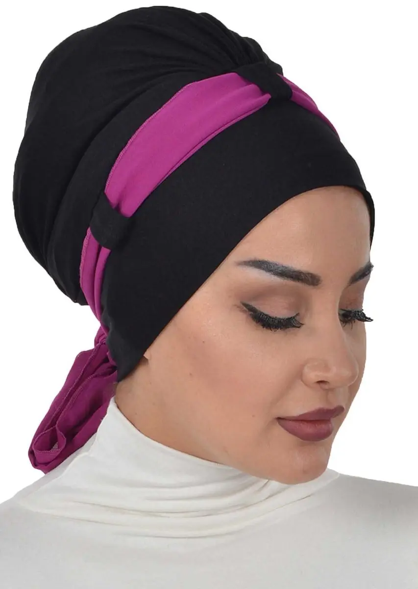 Chiffon Belted Osso Penteado Preto