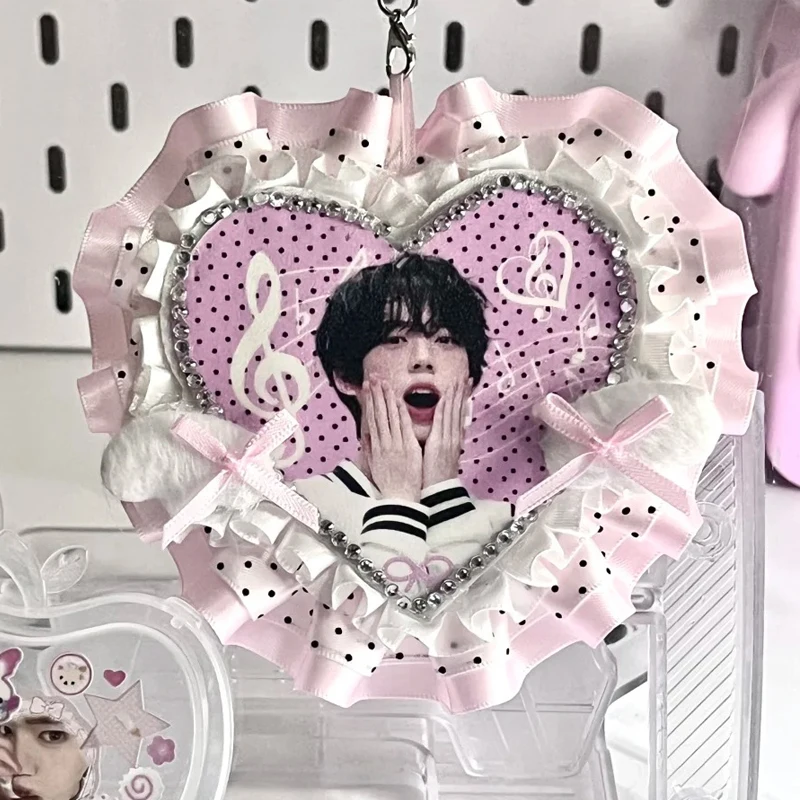 Pink Angel Wing Keychain Kawaii Cute Custom Idol Charm with Glitter Handmade Itabag Decor Fan Gift