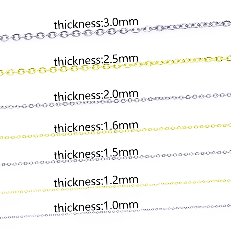 1-3mm łańcuszek ze stali nierdzewnej naszyjnik dla kobiet mężczyzn DIY tworzenia biżuterii 40-90cm długie łańcuszki wokół łańcuszka na szyję