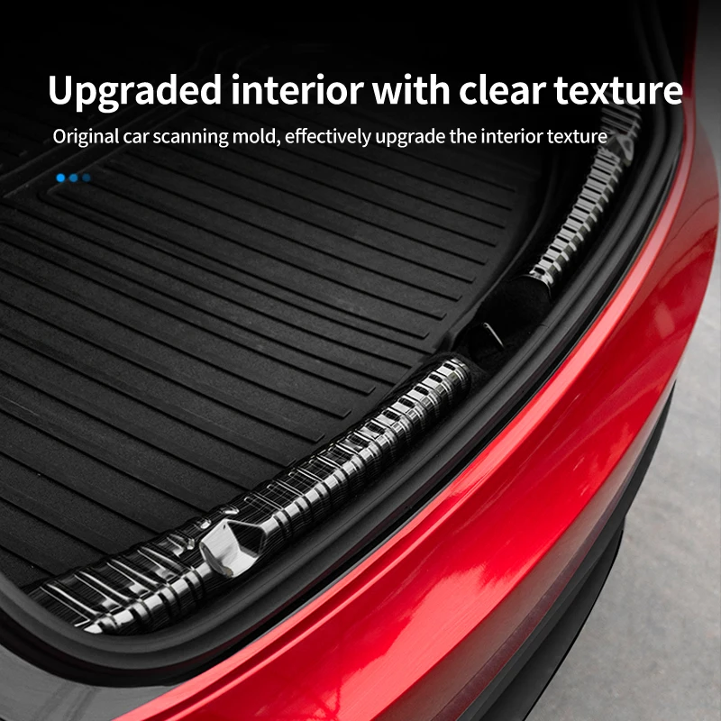 For Tesla 2024-2025 Model 3 Highland – 2Pcs Stainless Steel Trunk Inner Guard, Carbon Pattern