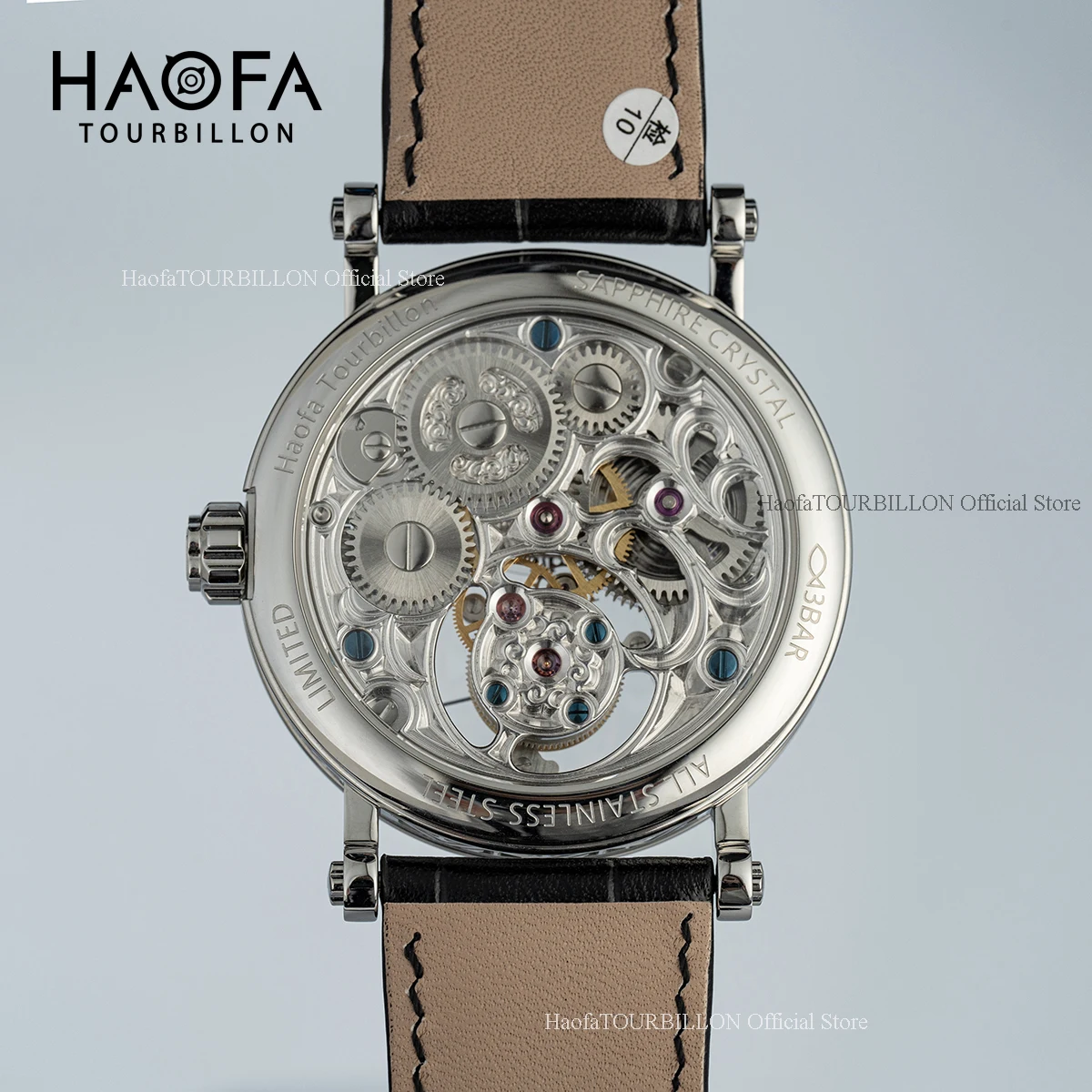 Haofa Watch 1602 Manual Tourbillon Mens Watch CNC Classical Texture Engraving Sapphire Hollow Movement Mechancial Watch Business